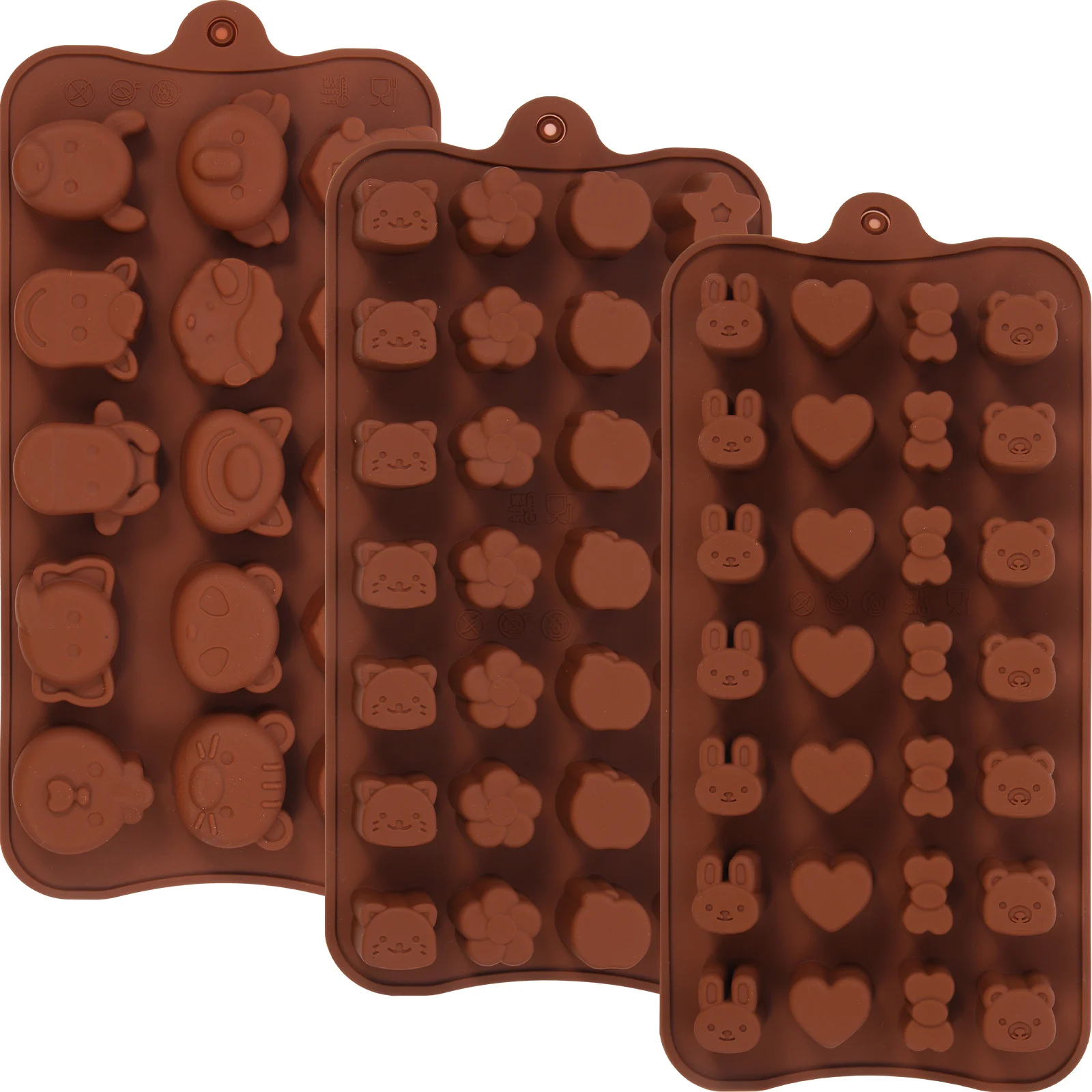 

3Pcs Soft Silicone Baking Molds Cute Cookie Shape Design Easy to Use for Homemade Treats Great for Festival Baking and Candy