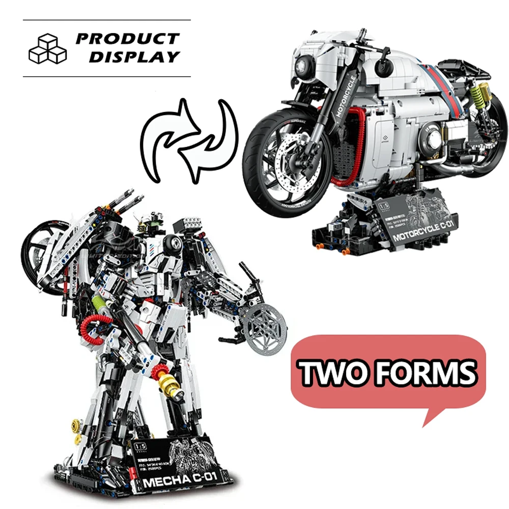 Transformer Lotus C-01 Motorcycle Model 2In1 Robot Building Blocks Technical 1:5 Motorbike Locomotive Bricks Kids Toys For Gifts