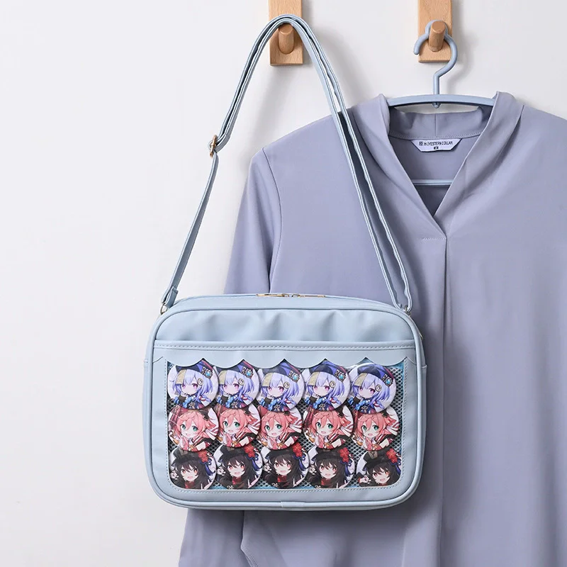 Cosplay Anime Badge Bag Messenger Bag Handbag Shoulder Bag Uniform Bag Cute Girl JK Bag Simple Transparent PU Bag Halloween Gift