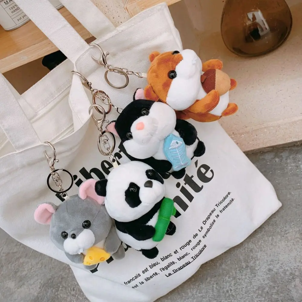 Mouse Cat Stuffed Toy Pendant Panda Korean Style  Key Holder Women Key Chain Car Key Ring Ornaments Doll Plush Key Buckle