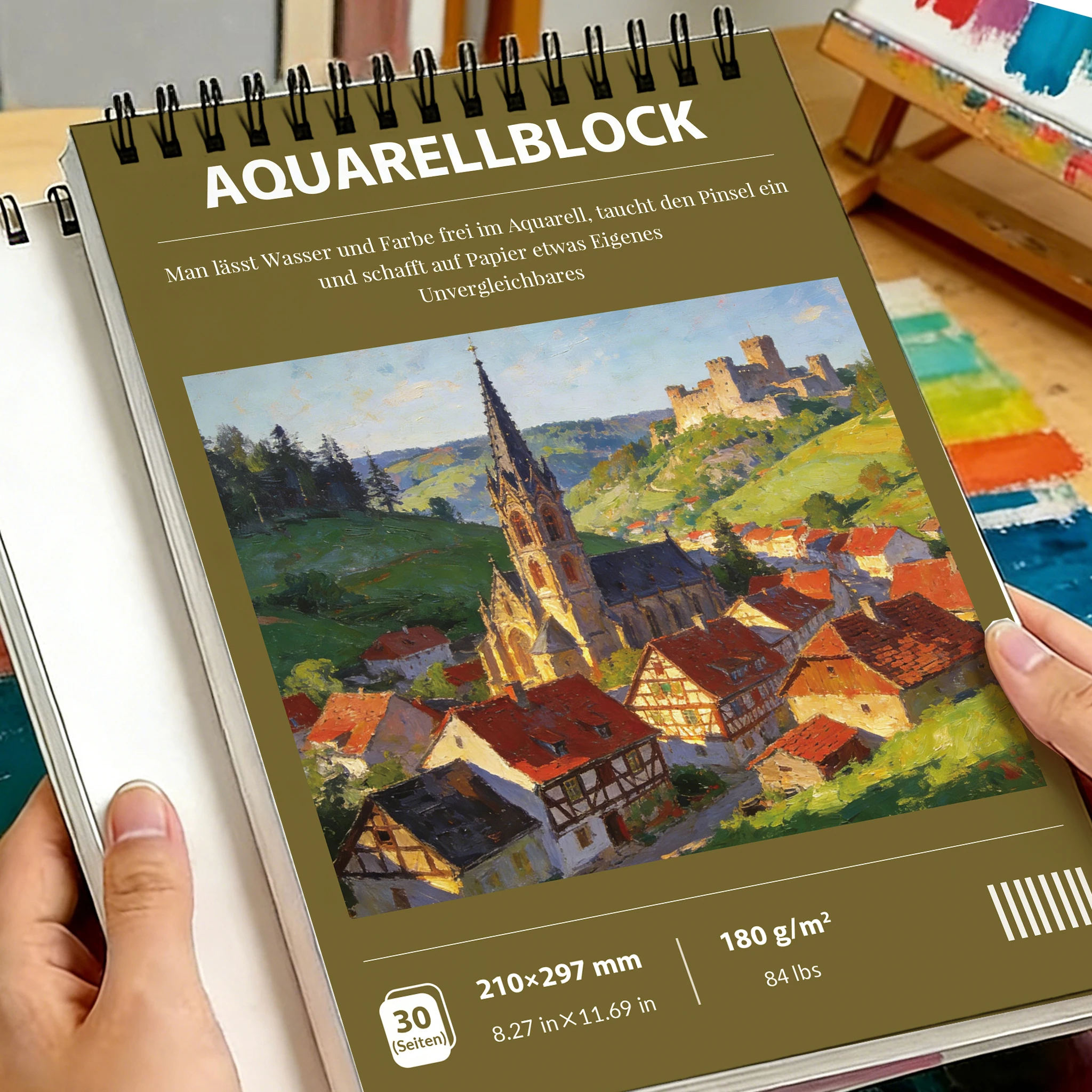 

Альбом для акварели и скетчинга А4 и А5 на спирали, 180 г/м², с обложкой «Европейский городской пейзаж», 30 листов, бескислотный блок для рисования, для школы и подарков
