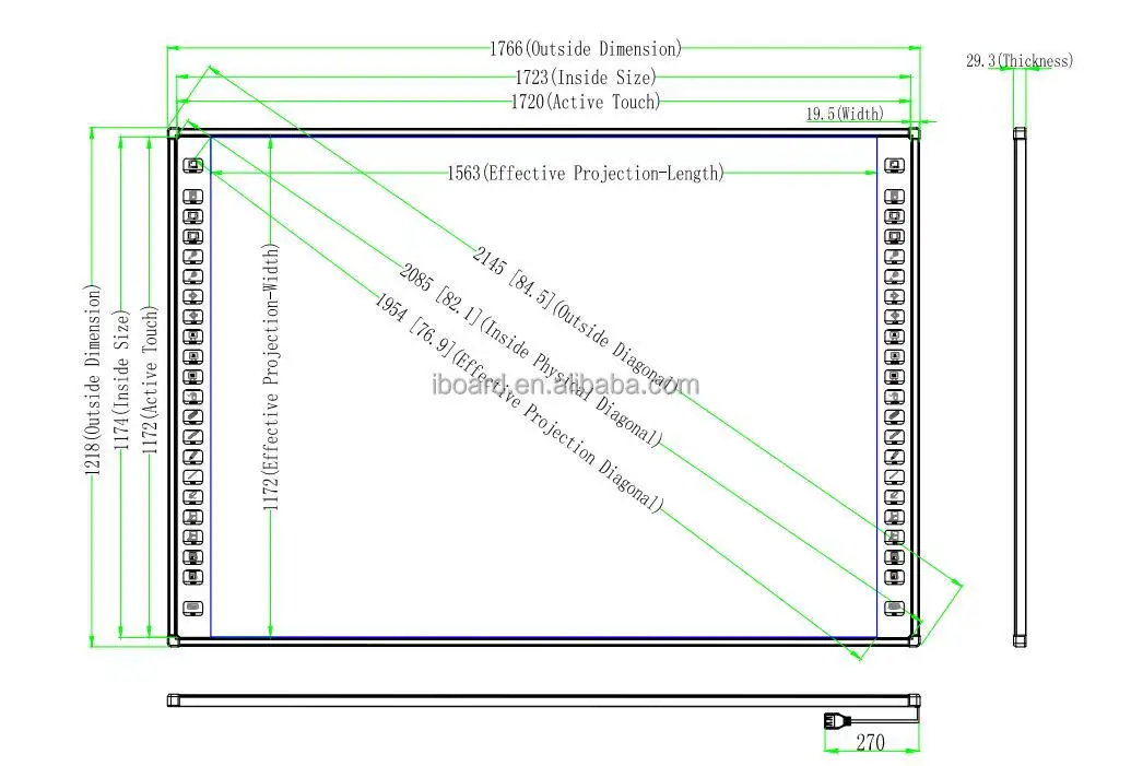 Uso interativo do quadro branco da placa inteligente de 89 polegadas com projetor como equipamento de ensino para a escola K-12