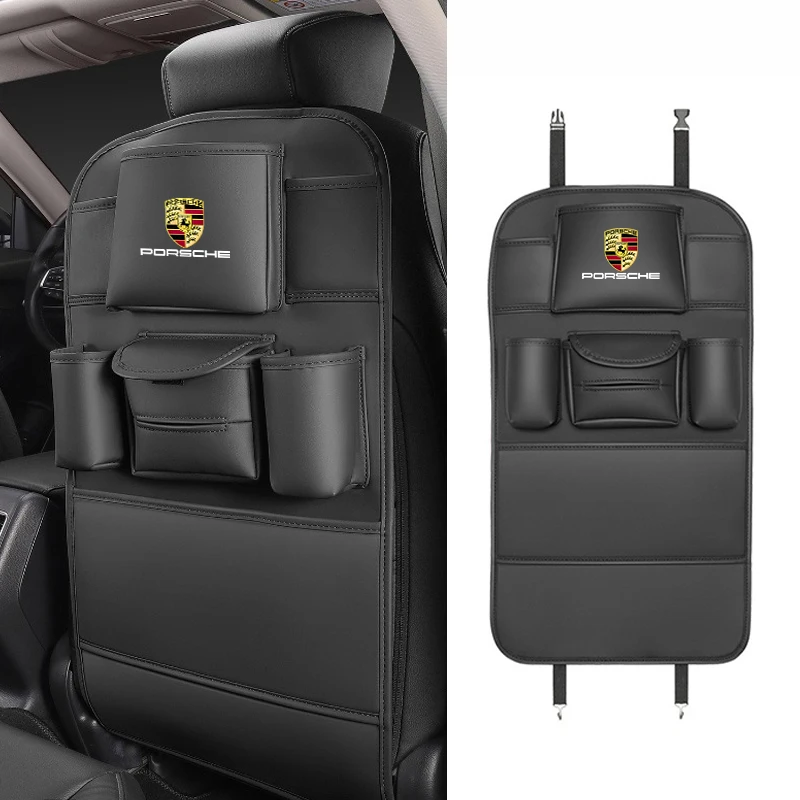 For Porsche 928 Boxster Cayenne Panamera Carrera-GT 918-Spyder 968 Car Organizer Back Storage Bag Anti-kick Pad Auto Accessories