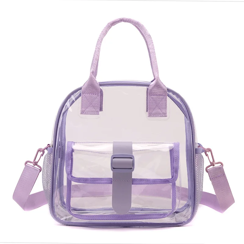 PVC Shoulder Bag Transparent Body Design with Colored Shoulder Straps Fashionable Versatile Capacity Portable Messenger Bag
