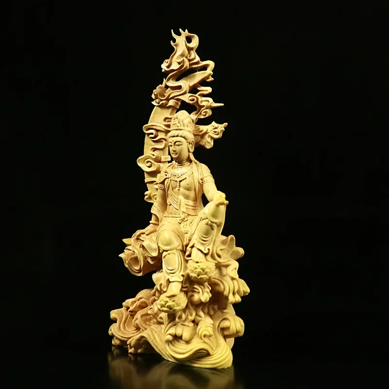 

Высокое качество самшита резьба вода Гуаньинь луна богиня милосердия домашнее живое ремесло