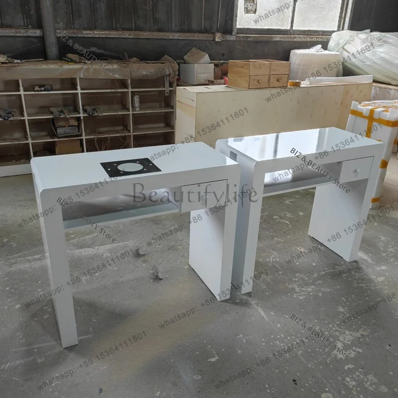 FG High Gloss Lacquer Nail Desk Minimalist Manicure Table Custom Single Double & Triple Stations Trendy Salons & Home Studios JT