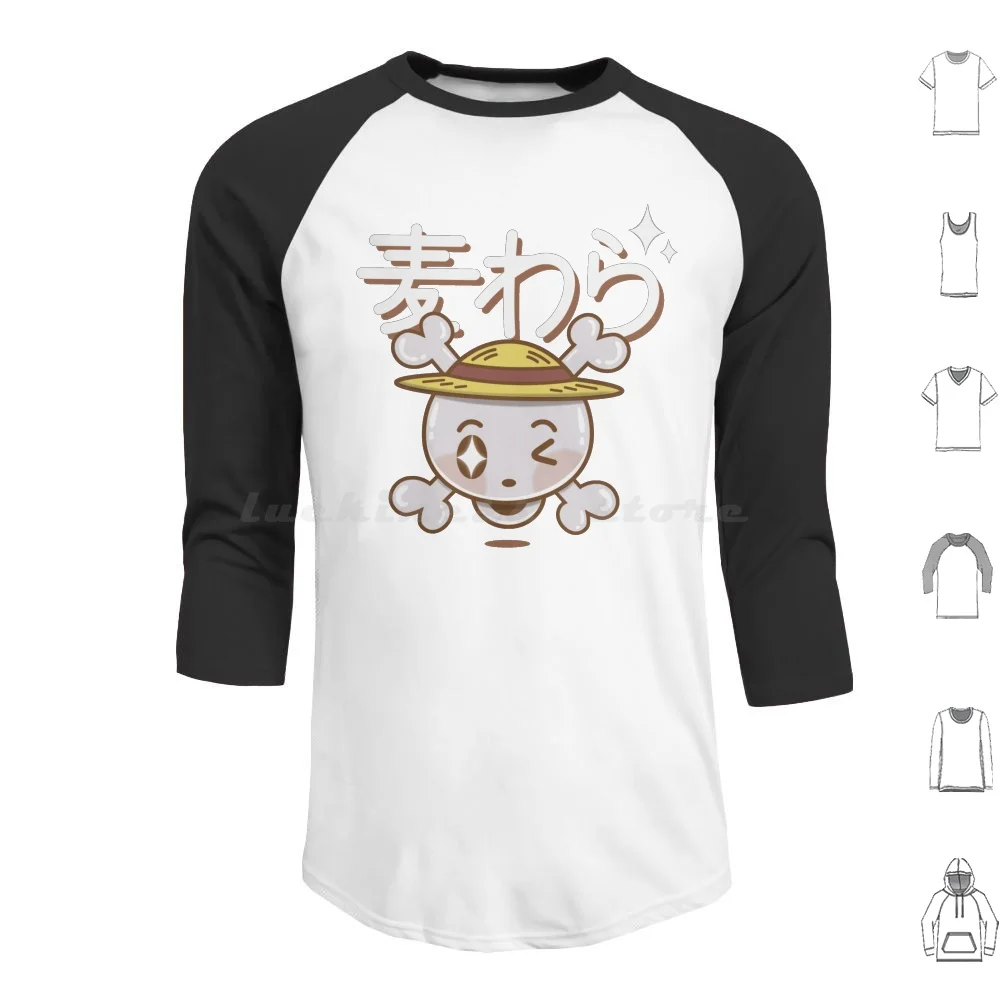 Kawaii Mugiwara Hoodies Long Sleeve Luffy Mugiwara Anime Manga Kawaii Humor Funny Skull Japan Japanese
