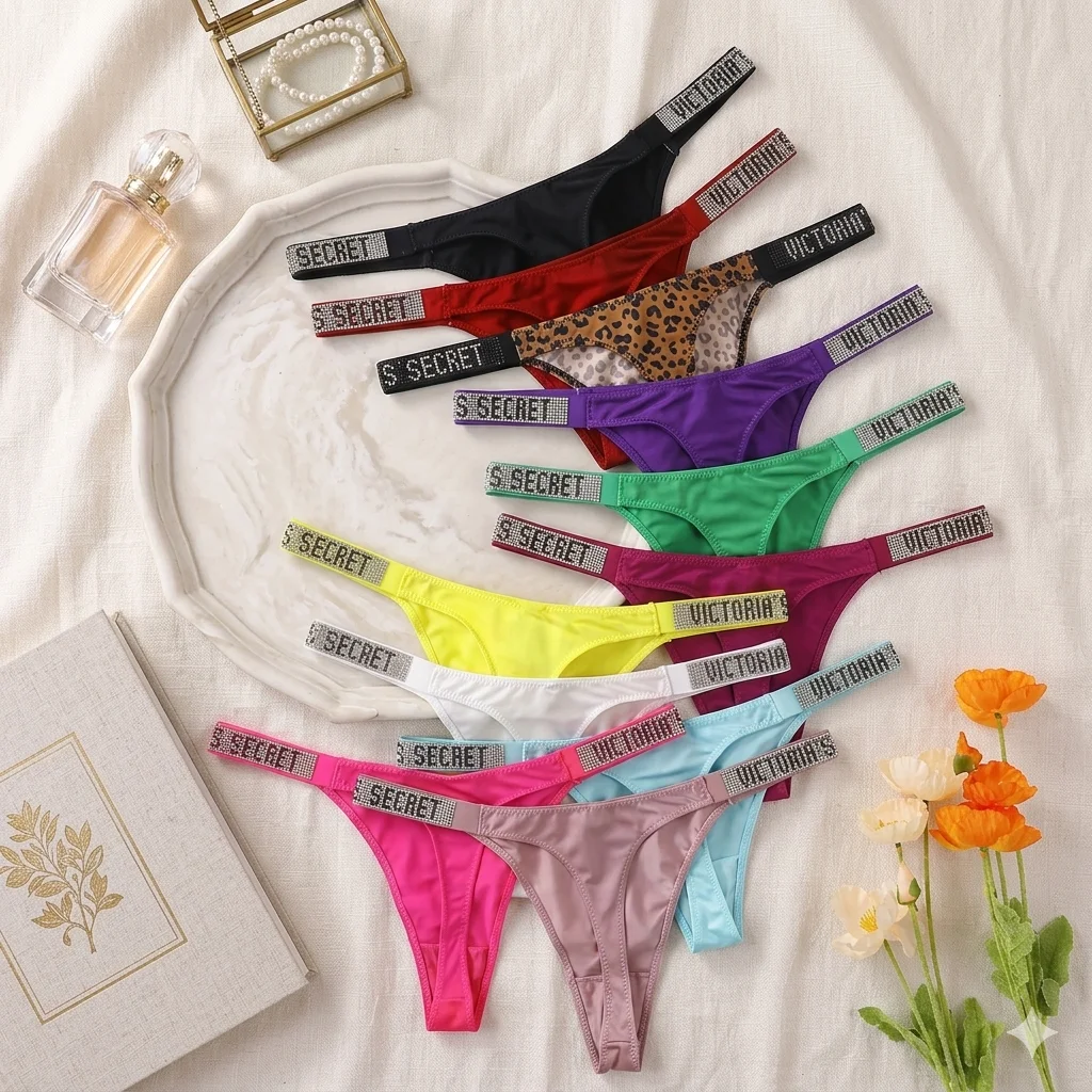 

3 шт. женское нижнее белье Victoria's Secret, сексуальные трусики, бесшовные кружевные стринги, удобные дышащие трусики с высокой талией