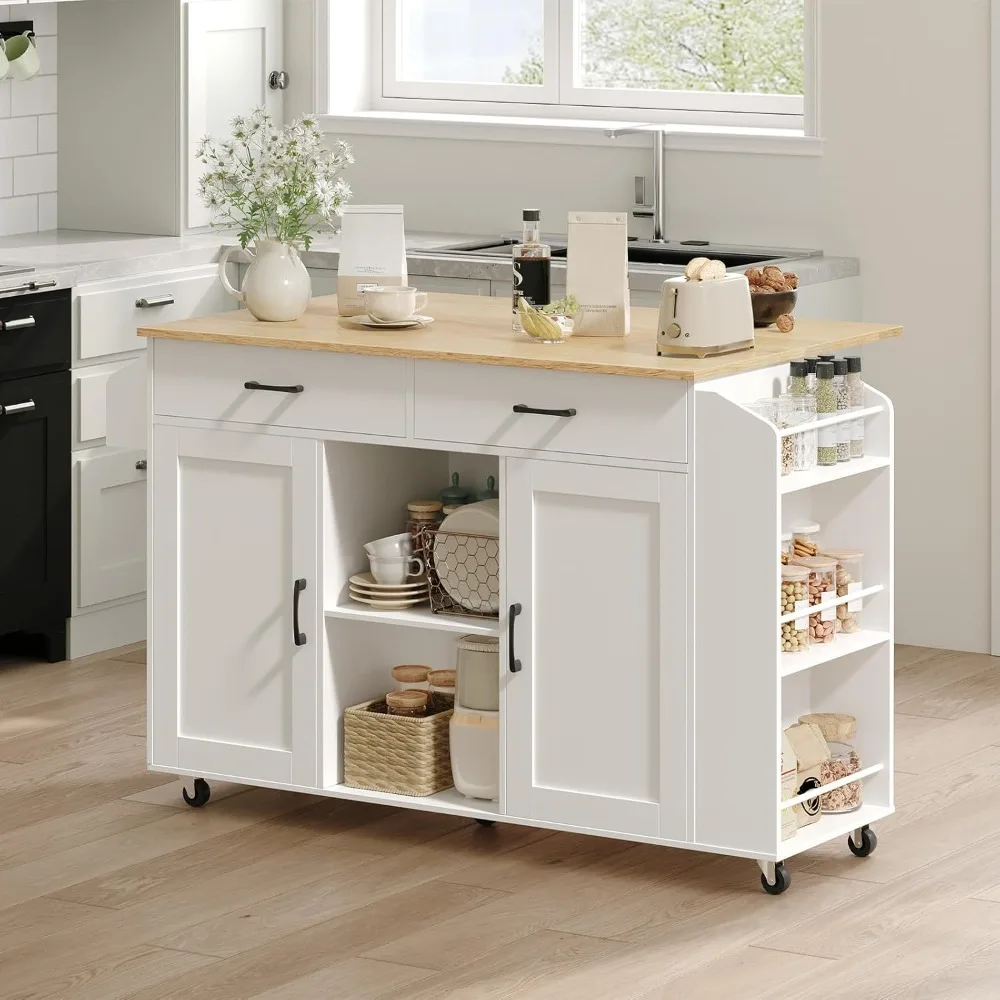 

Kitchen Island on Wheels with Drop Leaf, Rolling Kitchen Storage Island, Kitchen Island Table with Drawer