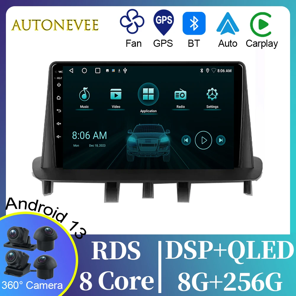 4G For Renault Megane 3 2008 - 2014 Car Radio Android Auto GPS Navigation Multimedia Video Player Stereo BT 5G WIFI No 2din DVD