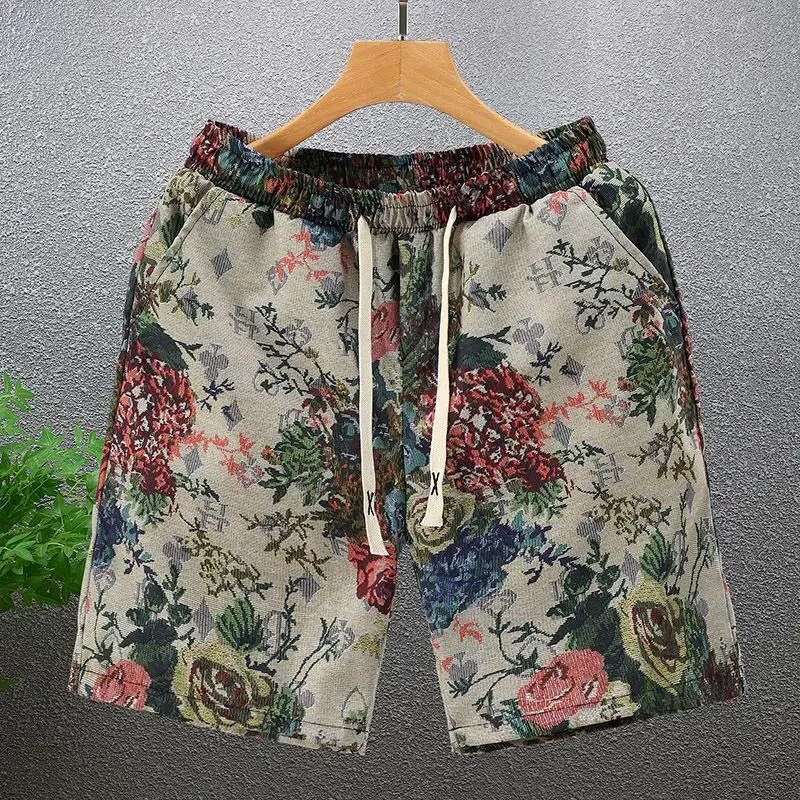 

2024 New Men's Summer Shorts Wear Personalized Trendy Big Shorts for Outwear, Casual Youth Printed Shorts