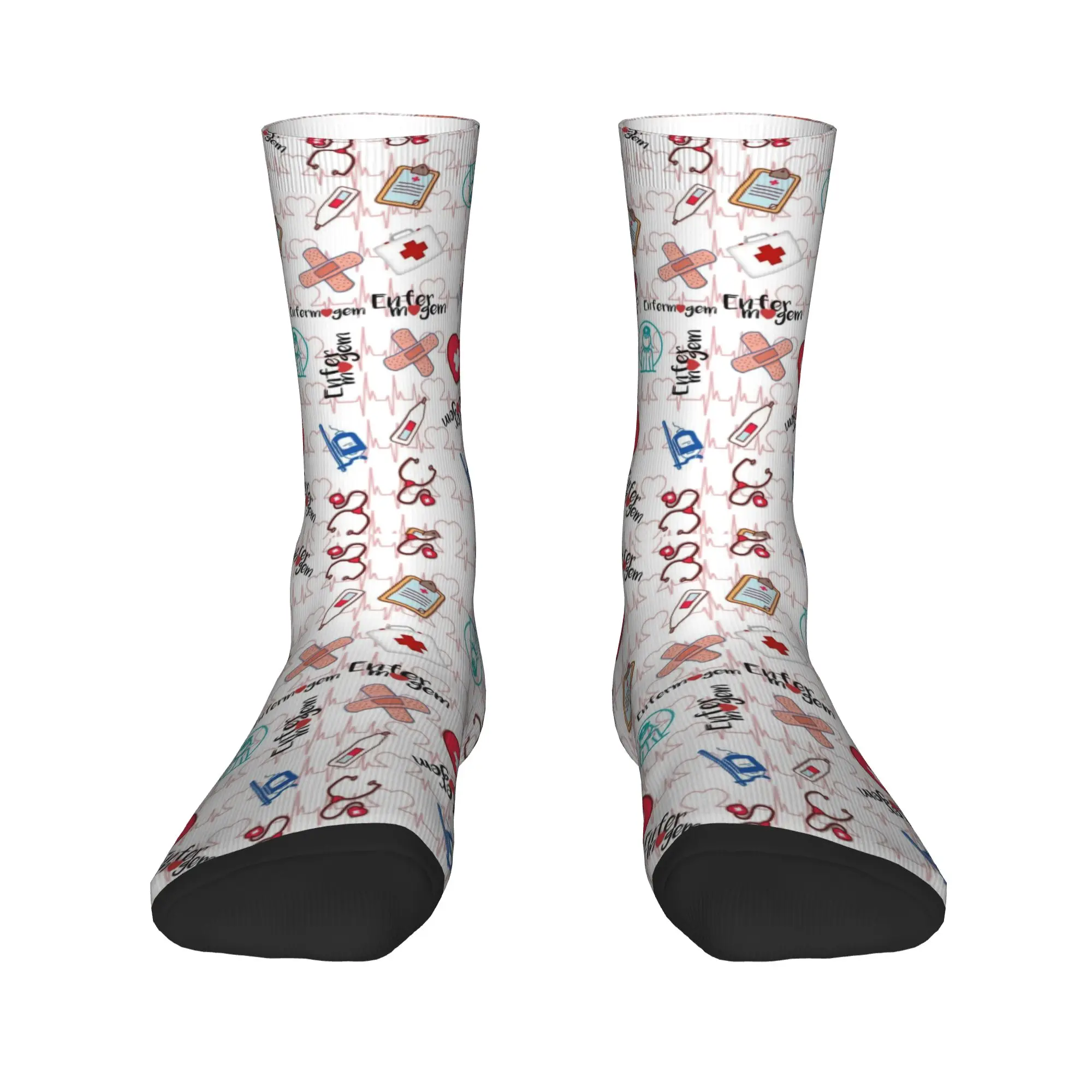 

Heartbeat And Stethoscope Doctor Nurse Medicine Men Women Crew Socks Unisex Fashion Spring Summer Autumn Winter Dress Socks