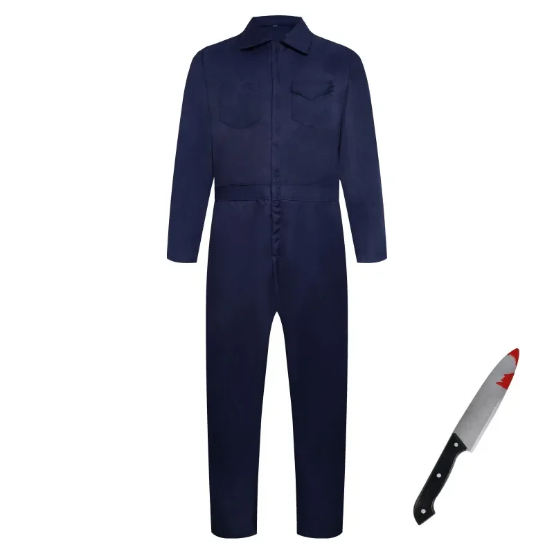 КосплейHorror Movies Хэллоуин MichaelMyers Films Костюм Косплей Хэллоуин Combinaisons Bleu Foncé Vêtements De Travail Accesso