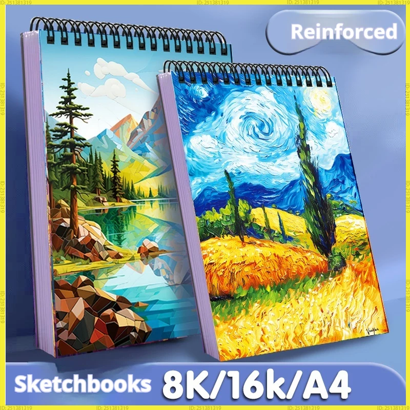 4 livros engrossados a4 sketchbook arte estudante desenho livro 8k/16k papel de arte livro de pintura a óleo para escritório e material escolar