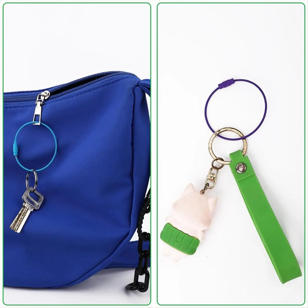 SSR 120Pcs Wire Key Rings with Screw Lock, 6 Inch Cable Wire Key Chain Cable Loop Rings for Outdoor Hiking (12 Colors)