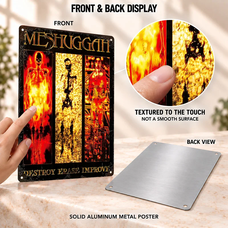 Meshuggah Textured Metal Posters Aggressive Stage Design Collector Room Wall Art Customized Aluminum Sign Memorable Decor Gift