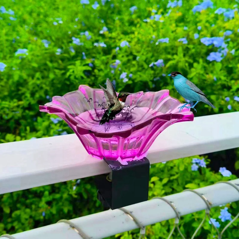 Balcony Bird Bath Railing Bird Feeder Birdbath Bowl Fence Bird Bath With Heavy Duty Adjustable Base Deck Rail