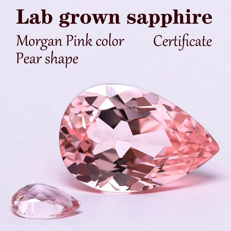 مختبر نمت الياقوت الكمثرى شكل مورغان الوردي اللون VVS1 DIY بها بنفسك مواد صنع المجوهرات اختيار السحر الأحجار الكريمة شهادة