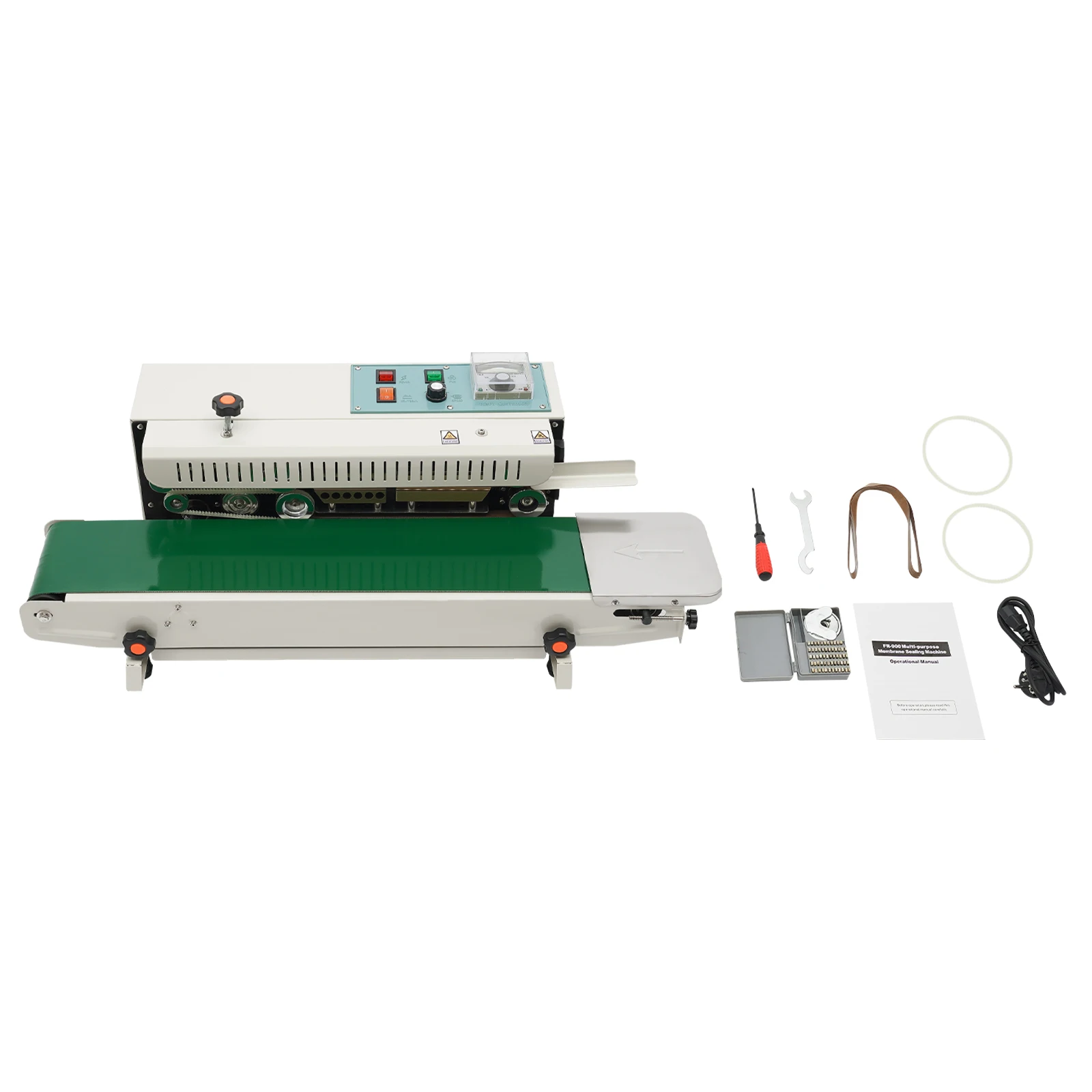 Scelleuse à bande continue automatique 500W, machine de thermoscellage à bande transporteuse avec contrôle de la vitesse et de la température, scelleuse d'emballage pour sacs en plastique, en papier kraft, pour usage industriel alimentaire et pharmaceutique