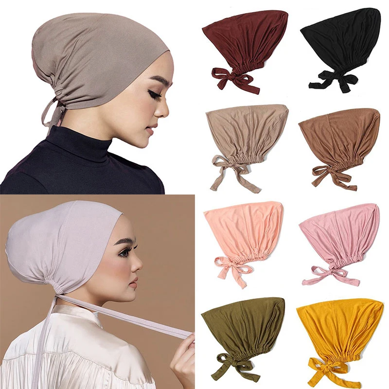 

New Soft Modal Muslim Turban Hat Inner Hijab Caps Islamic Underscarf Bonnet India Hats Female Headwrap Turbante Mujer