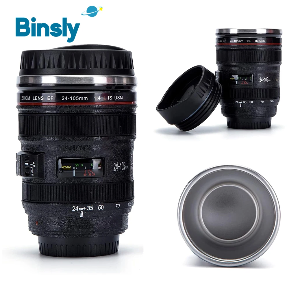 Camera Lens Coffee Mug Stainless Steel Insulated Tumbler Cup Portable Thermal Coffe Cup for Travel Trendy Aesthetic Novelty Gift