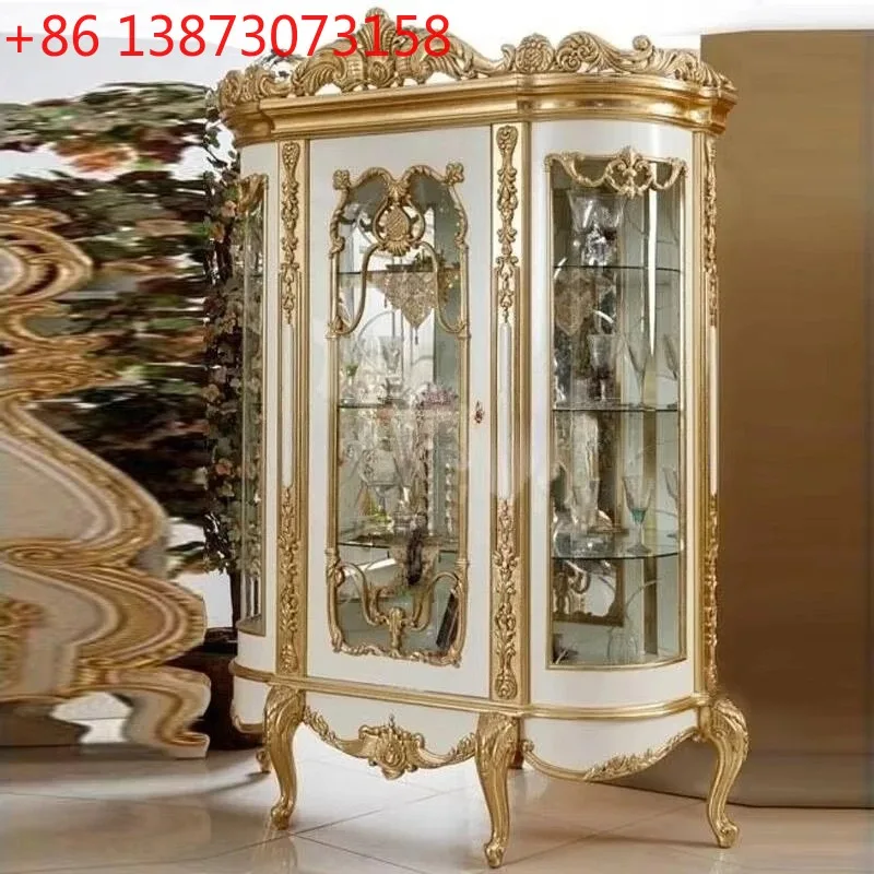 OE Fashion Custom Luxury European High Display Cabinet Glass Door Solid Wood Engraving Single Door Display Cabinet
