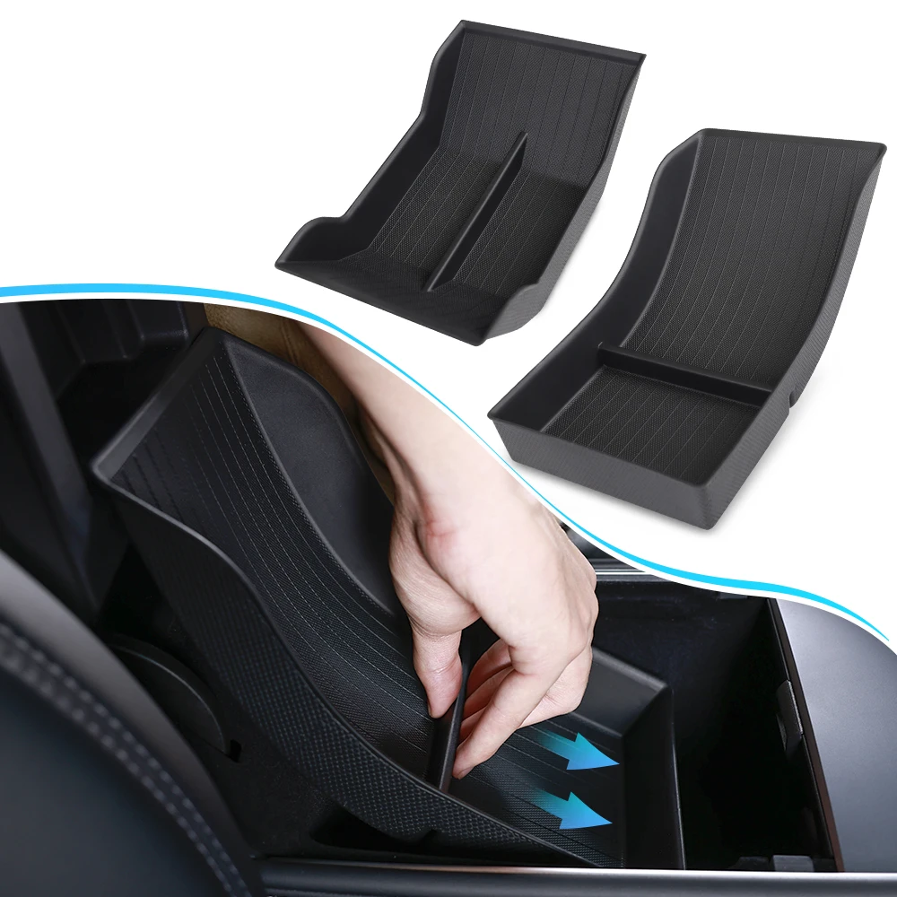 IPENGEN For Tesla Model 3 Model Y 2024 Center Console Storage Case Armrest Storage Box Lower Bottom Silicone Anti-slip Mat