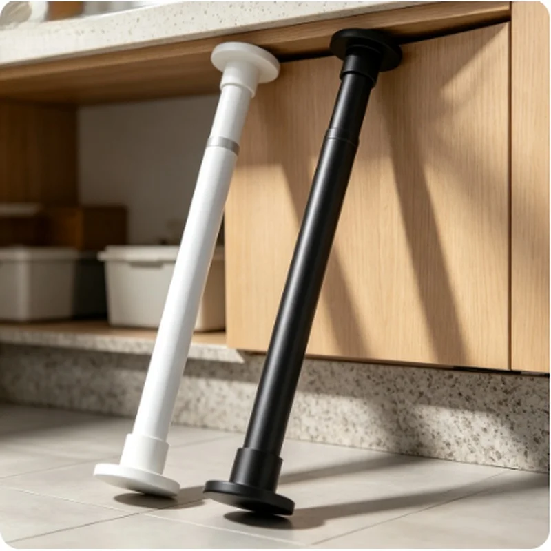 Heavy Duty Spring Telescopic Rod No Drill Gravity Support Shower Curtain Clothes Drying Rack Window Fixing Bracket