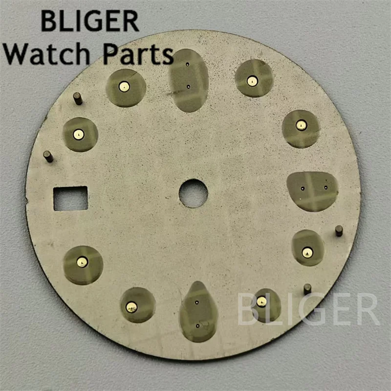 BLIGER 29mm Watch Dial Black White Blue Gray Dial Black Green Blue Red Orange GMT Mark Green Luminous Fit NH34 Movement