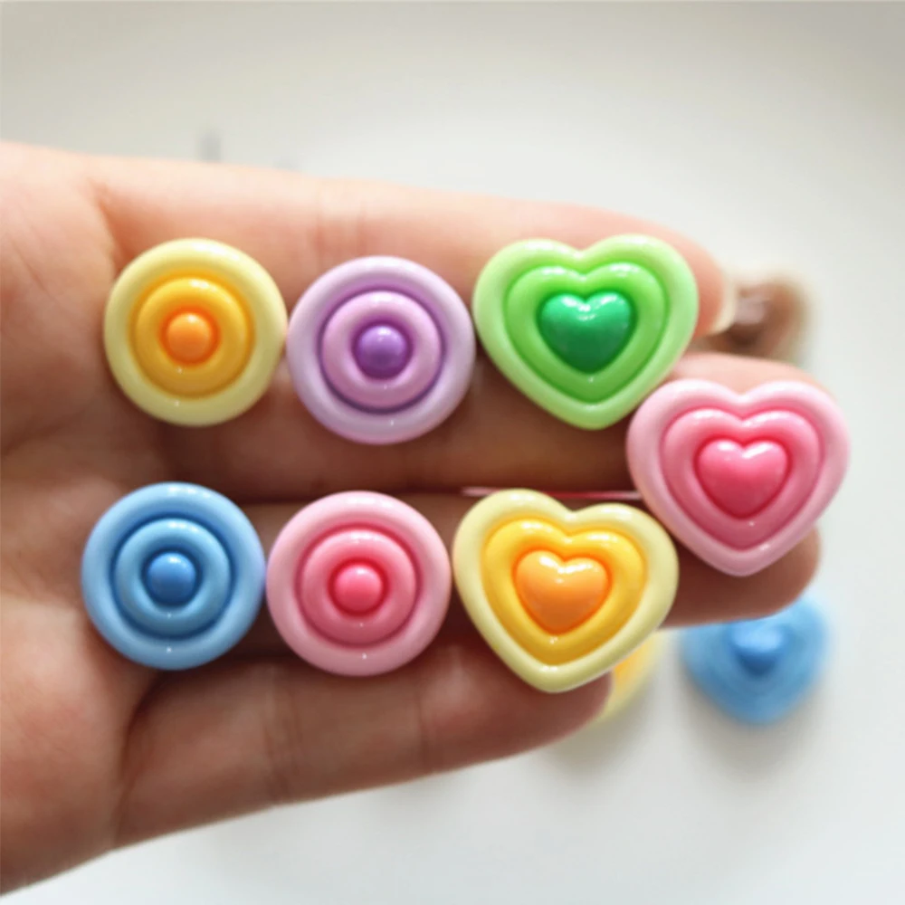 10PCS Shiny Circle Heart Series Resin Flat Back Cabochons For Hairpin Scrapbooking DIY Jewelry Craft Decoration Accessories