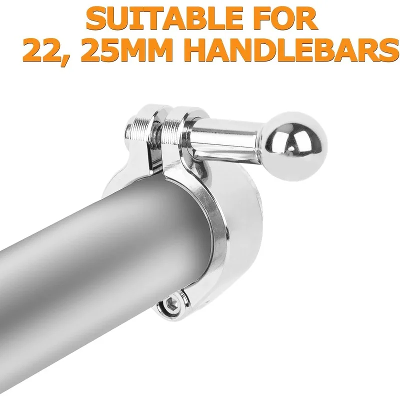 Handlebar Clamp Mount Base Aluminum Bar Mount with 15mm 0.6'' TPU Ball Universal for 7/8