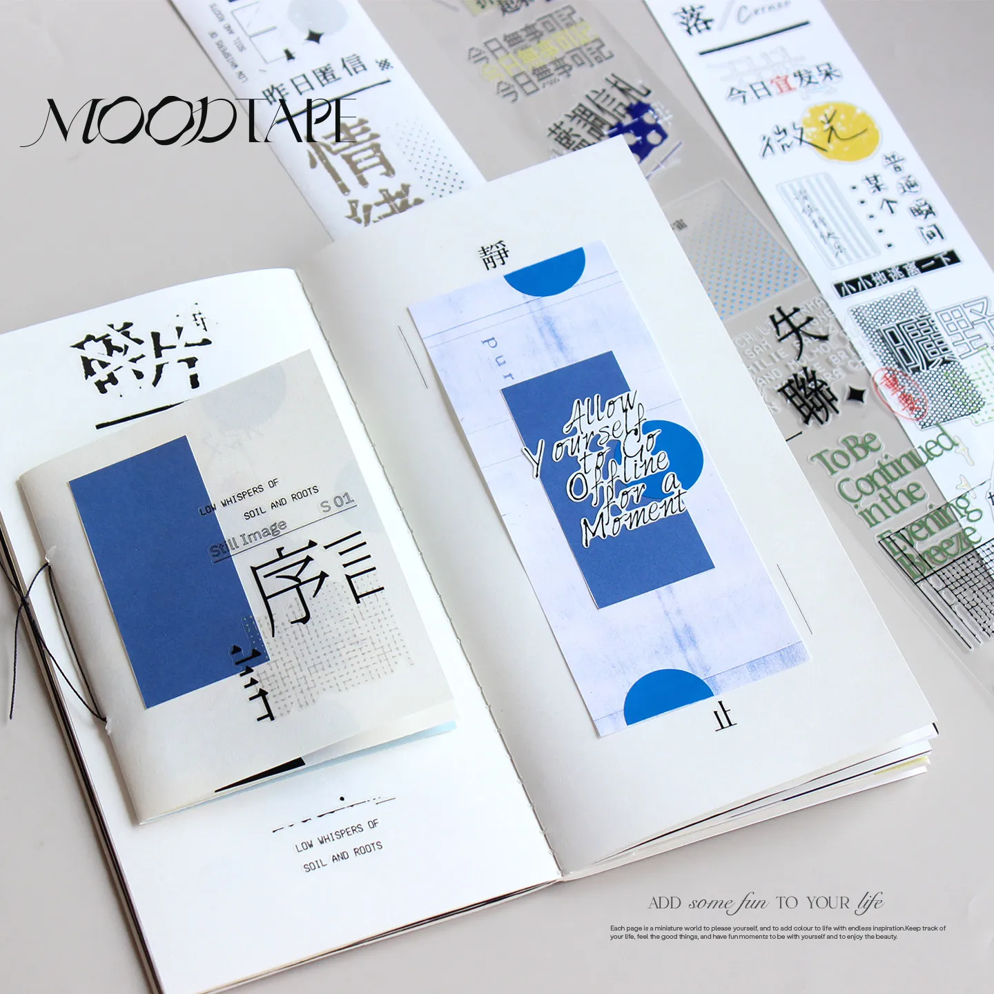 9.3 Moodtape Blues Letter Original Basic Text Background Collage Washi Tape PET Journal Sticker for Scrapbooking