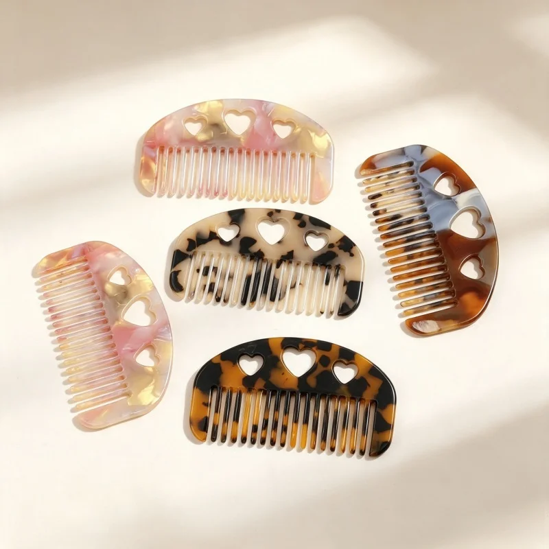 1PC Retro Acetate Anti-static Small Hairdressing Comb for Women Girls Portable Scalp Massage Hair Brush Travelling Holiday Gifts