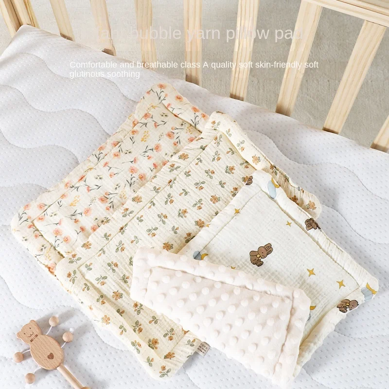 Baby Pure Cotton Pillow Breathable Lightweight Sweat-Absorbent Soft Pillow for Newborn Infant Home Daycare Travel Crib Bassinet