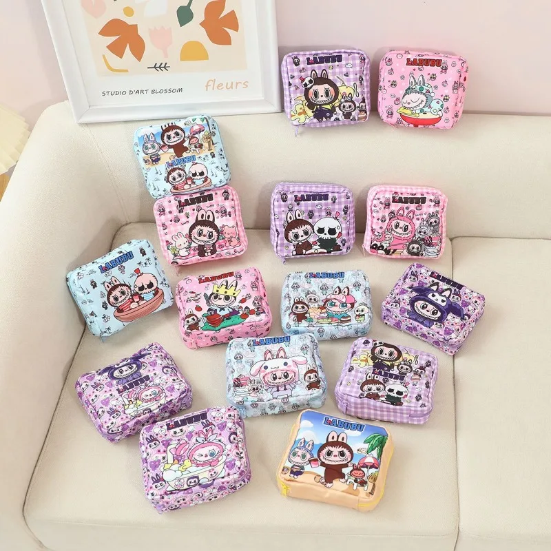 

Sweet Anime Kawaii MINISO Ins Labubu Storage Bag Cute Cartoon Girly Heart Portable Cosmetics Storage Bag Gifts for Girls