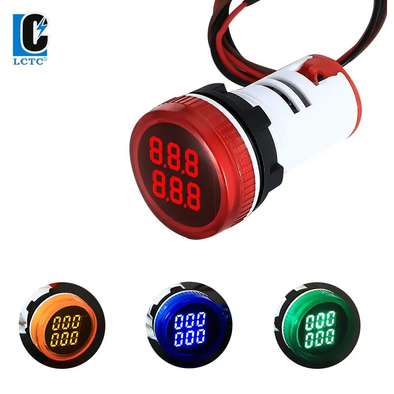 22mm  LED Highlight Digital Display Counter AC Indicator Light Signal Light Opening Counter Meter Round 5 Colors Optional