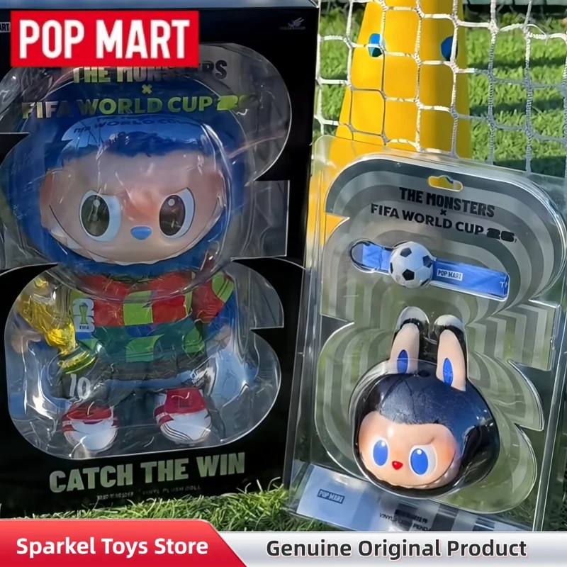 

POPMART The Monsters Fifa Catch The Win Виниловая плюшевая кукла Labubu, фигурка Чемпионата мира по футболу Fifa, милый виниловый плюшевый брелок, подарочная коробка-сюрприз