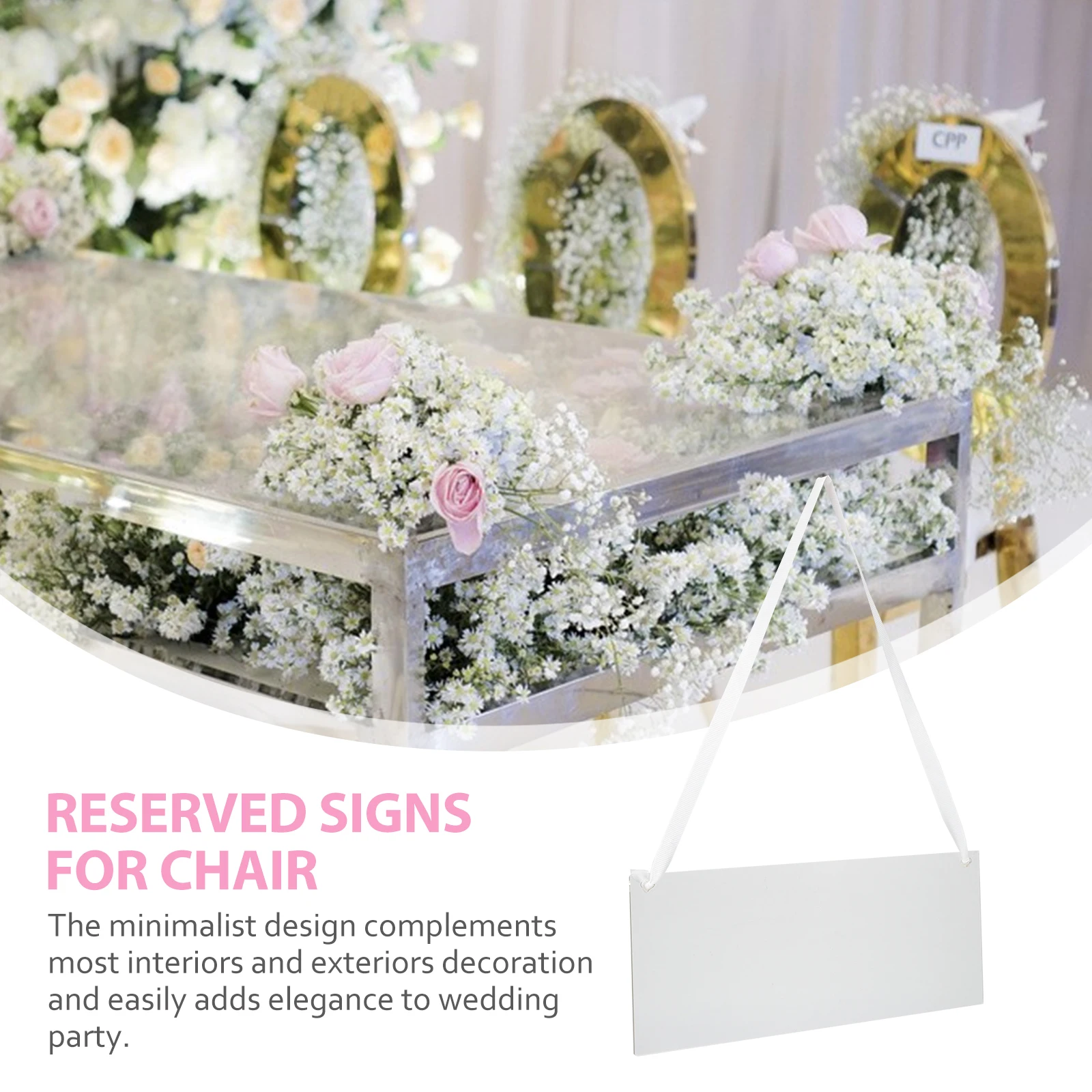 

6pcs Chair Sign Reserved Seating Signs Blank Seats Wedding Acrylic Material Durability Elegant Design Simple