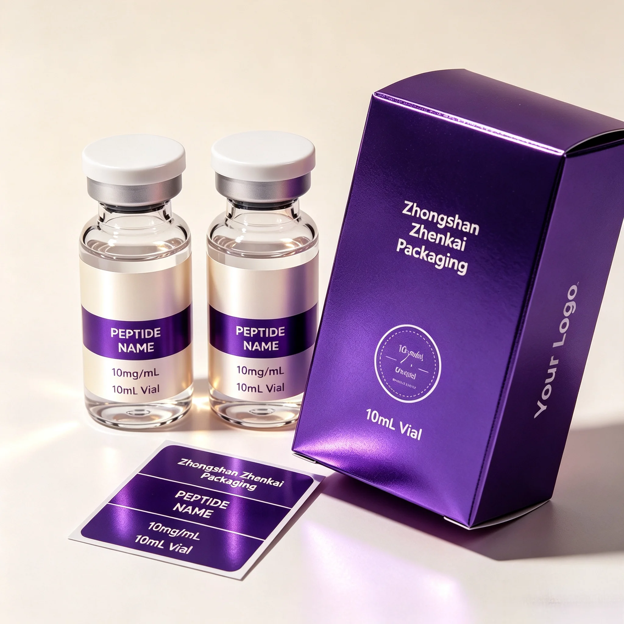 3ml 5ml 10ml Vial Custom Peptide Packaging Kit Color Boxes Self Adhesive Stickers Skincare Fitness Supplement Stickers