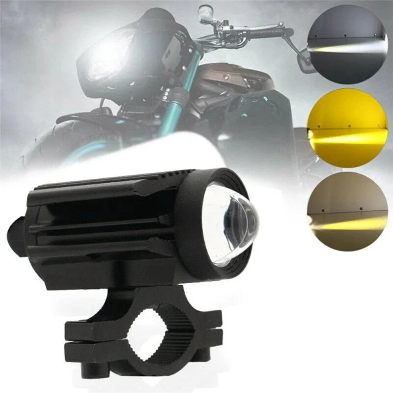 Refletor LED 12V para bicicleta elétrica, farol externo de motocicleta, lente U7, holofote bicolor