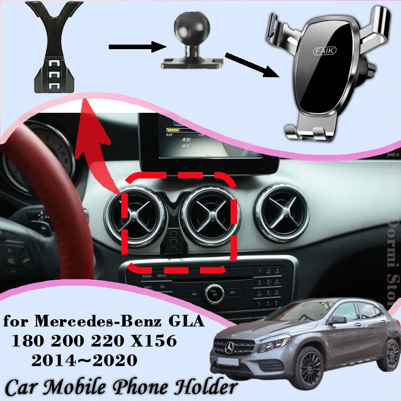 

Car Mobile Cell Stand for Mercedes-Benz GLA 180 200 220 X156 2014~2020 Air Vent Clip Phone Bracket Gravity Holder Accessories