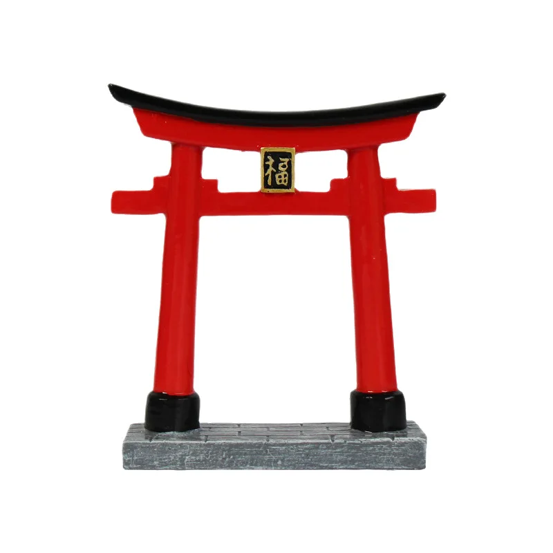Torii Sculpture Fish Shrine Torii Gate Japanese Aquarium Miniature Ornament Bonsai Fish Tank Landscape Decoration (Rancom Color)