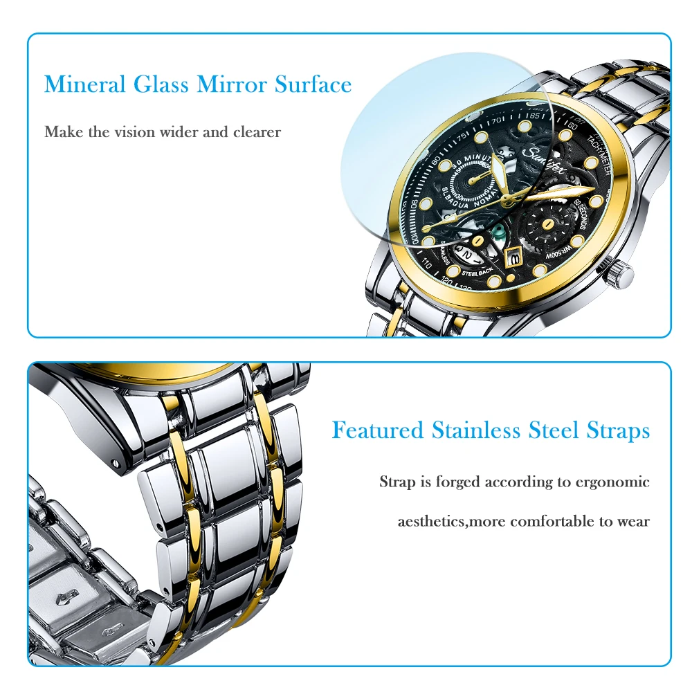 Sunlifex Orologio tradizionale da uomo d'affari Trend Leisure Business Orologio al quarzo