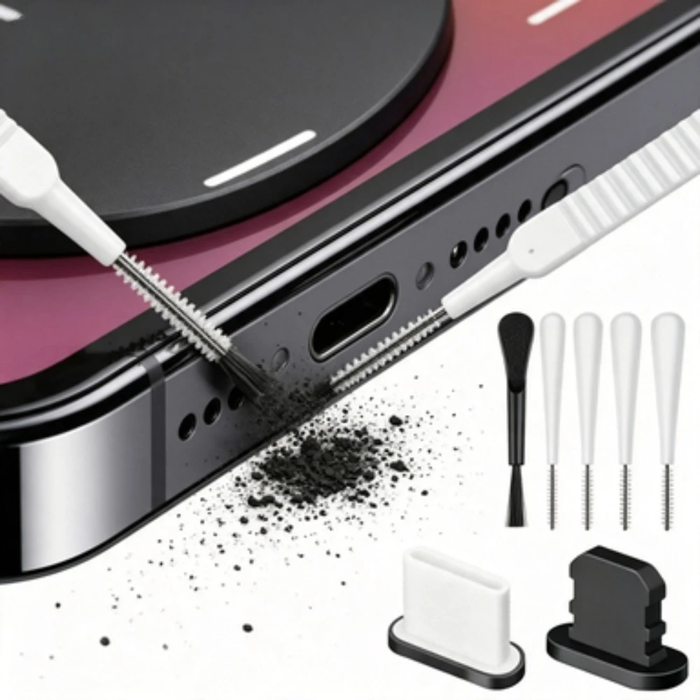 14pcs Mobile Phone Speaker Cleaning Kit Dust Plug Charging Port Cleaner Tool for iPhone 16 15 14 Samsung Xiaomi Earphones Clean