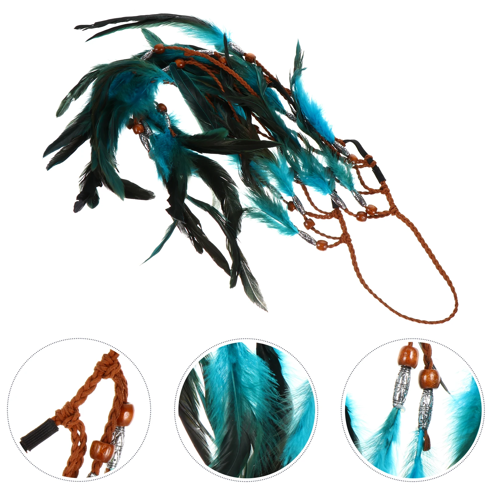 

Bohemia Headband Man Headbands Hippie Wooden Beads Festival Hair Headdress for Women