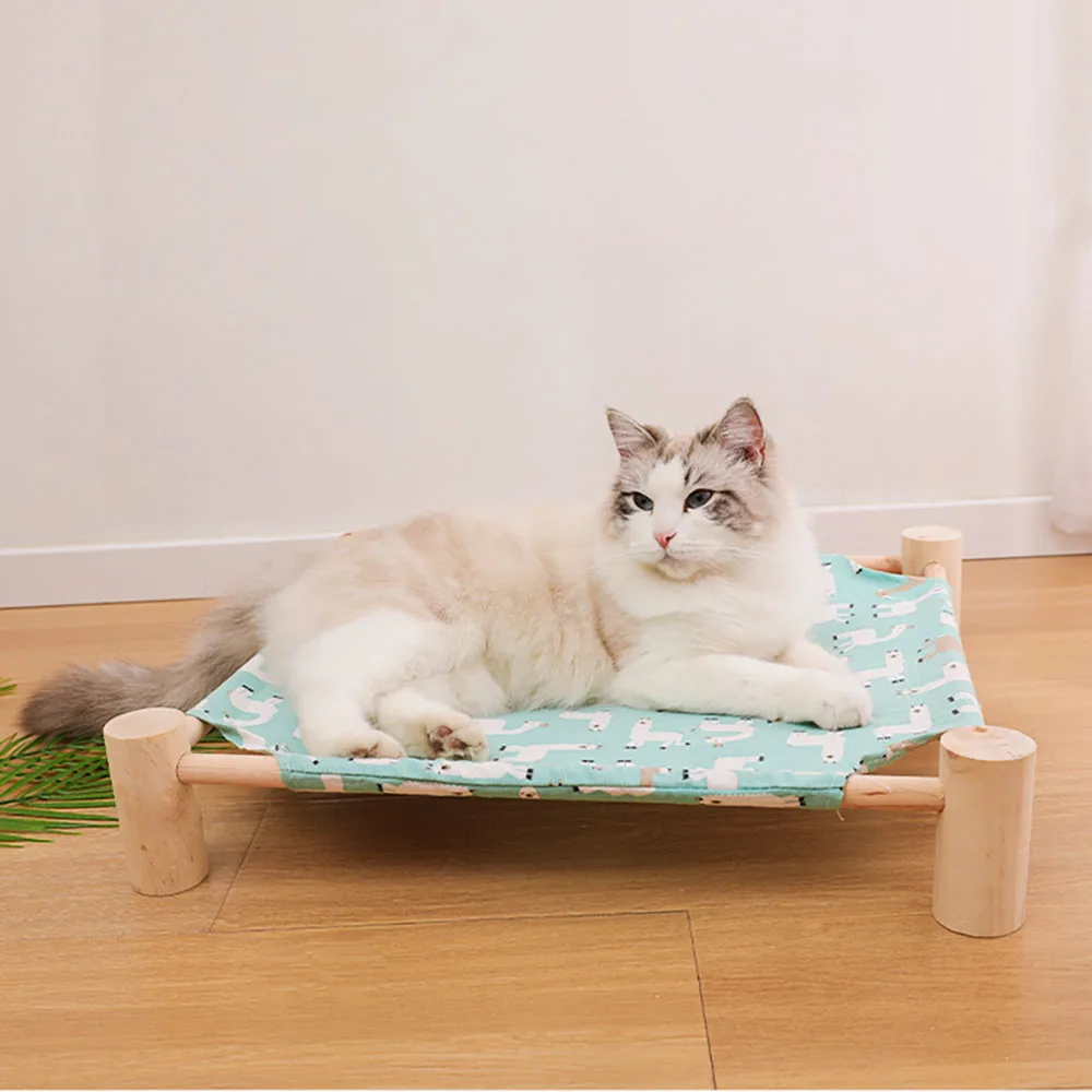 New 2024 Solid Wood Cat Bed Sleep Cat\'s Nest Foldaway Bed Kennel Outdoors Pets Lounge Chair Pet Bed Pet Supplies Indoor