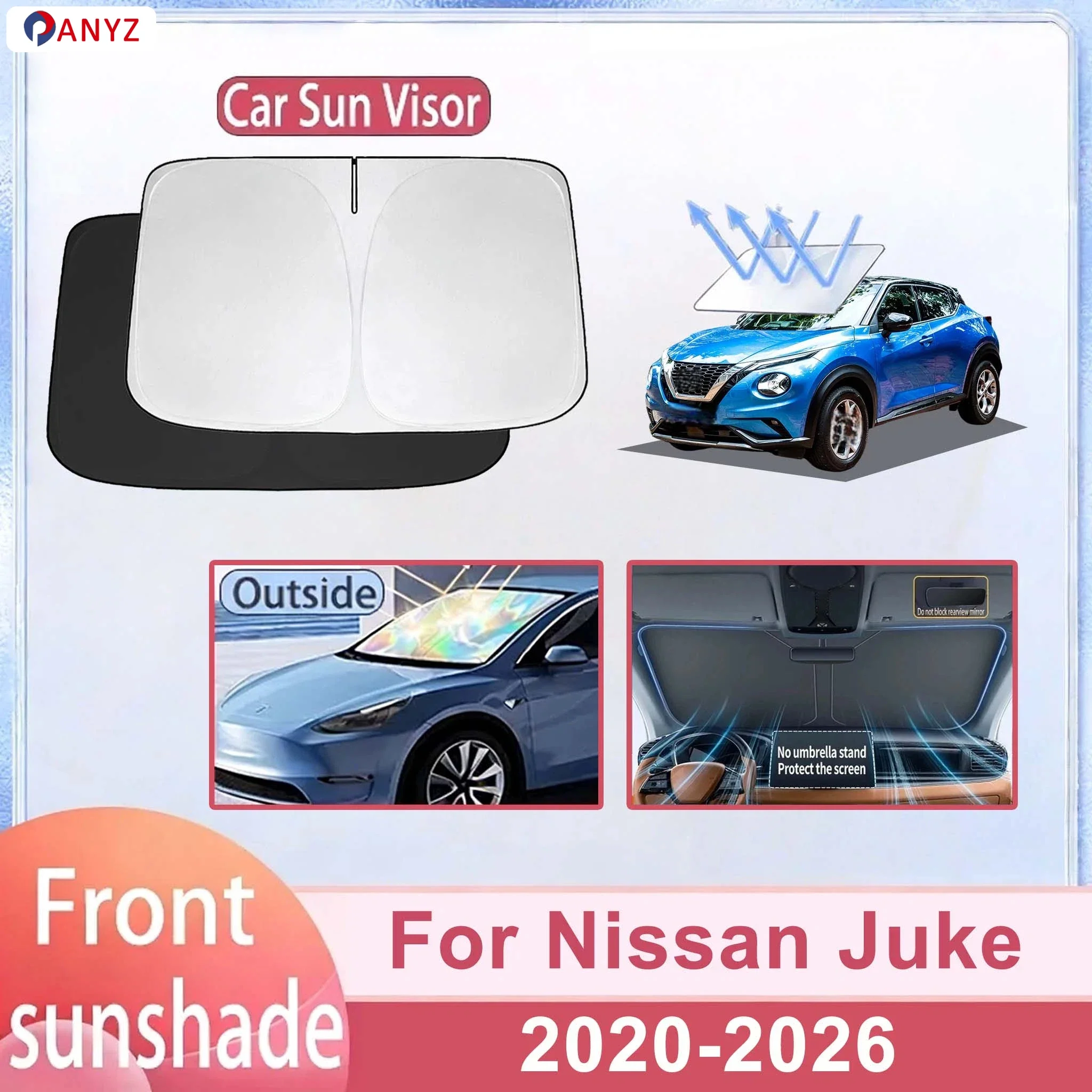 Солнцезащитный экран на лобовое стекло для Nissan Juke 2020-2026, теплоизоляционный, летний, автомобильный аксессуар