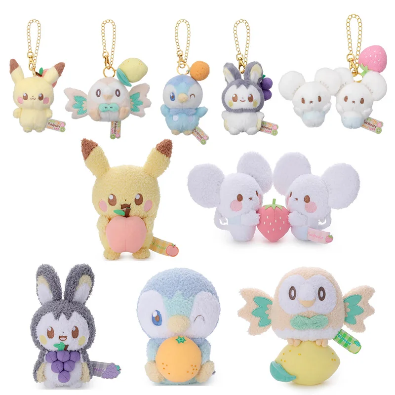 bandai-pokemon-pokepiece-peluche-et-porte-cles-version-mascotte-coloree-emolga-maushold-pikachu-piplup-rowlet-vente-en-gros