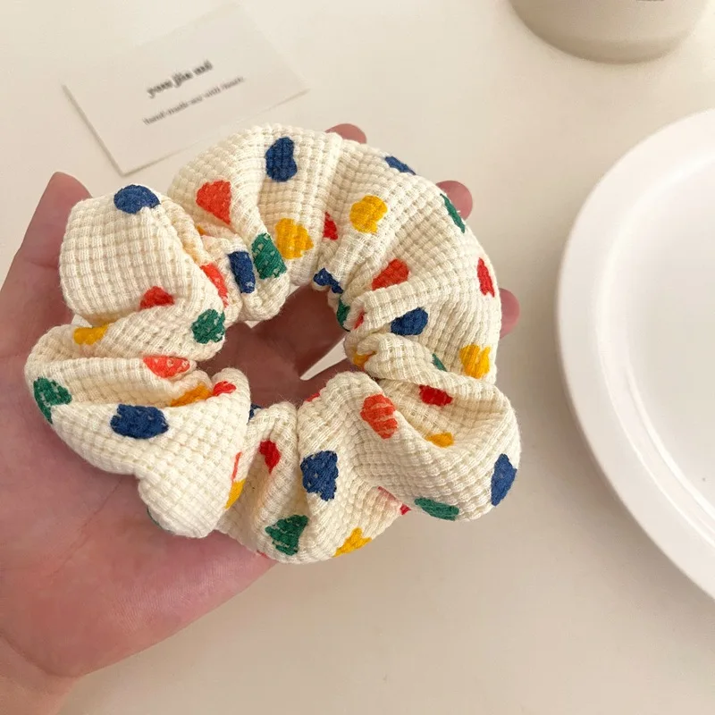 

2022 Autumn Romantic Sweet Waffle Scrunchies Women Girl Elastic Hair Rubber Band Accessories Tie Hair Ring Rope Holder Headdress