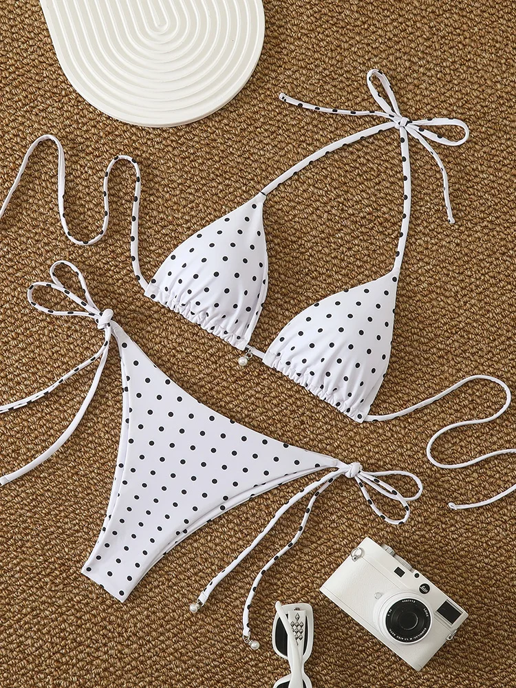 Trend Bikinis 2026 Women's Swimsuit Sexy Pearl Micro Bikinis Sets Dot Print Female Swimwear for Woman Bathing Suits Beachwear - Image 6